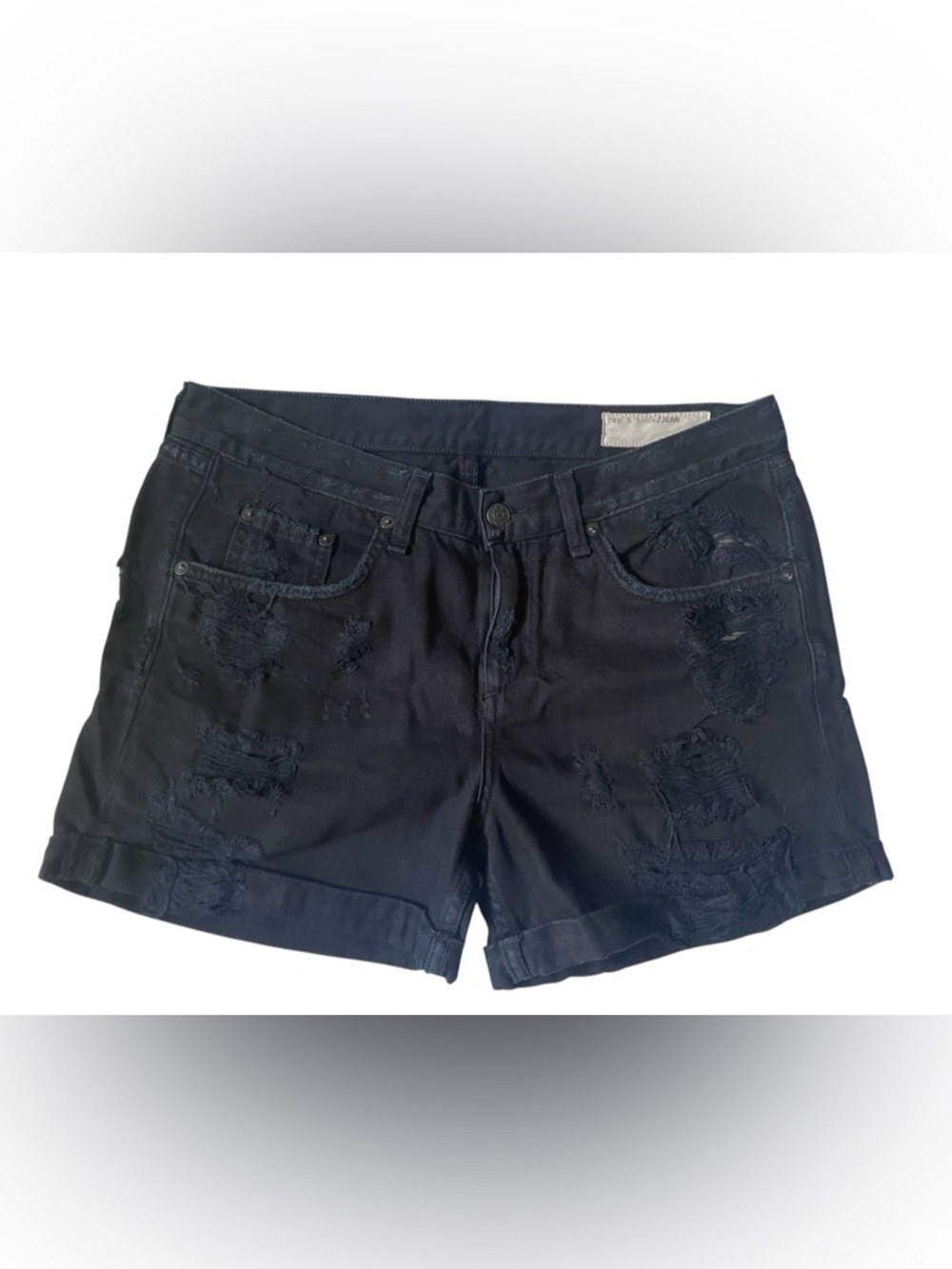 Rag & bone jean women distressed cuffed hem jeans shorts black